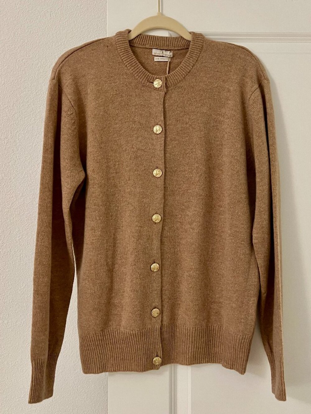 House of Bruar 100% Pure Lambswool Cardigan Sweater, Oatmeal, Khaki, Tan, NEW
